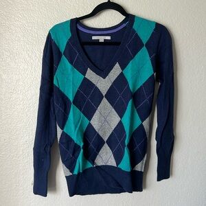 NWOT Old Navy Women’s Small Argyle Sweater Blue Navy Gray